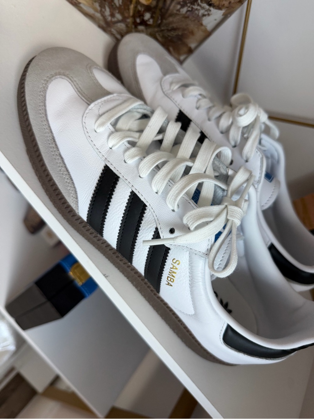 adidas Samba White Leather Sneakers with Black Stripes